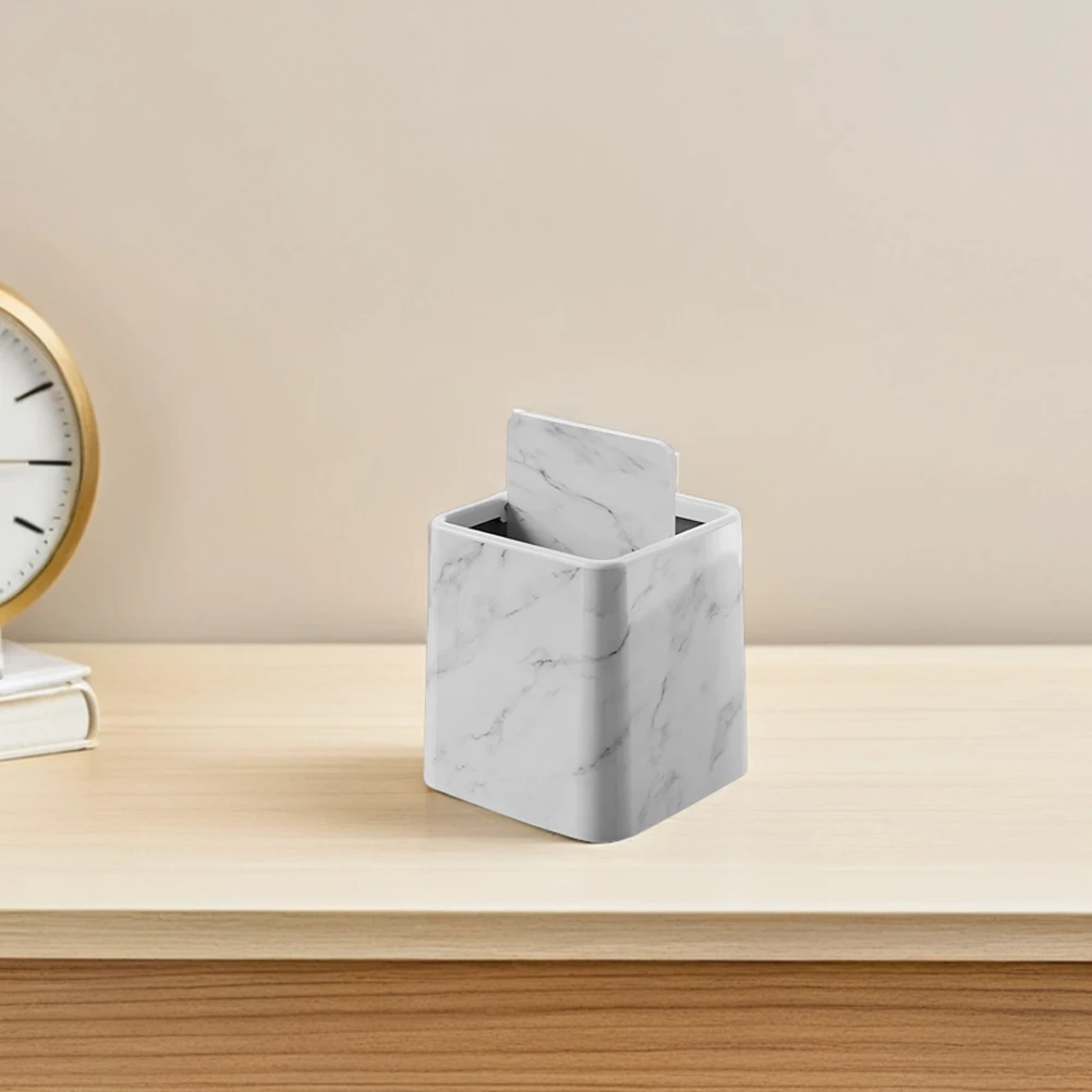 

2 Pcs Imitation Marble Trash Can Pattern Bedroom Garbage with Lid Wastebasket Desk Pp Office