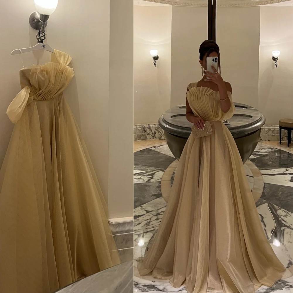 

Prom Dress Exquisite One-shoulder A-line Dresses Fold Draped Organza Floor Length Evening فستان Vestido De Casamento 2023