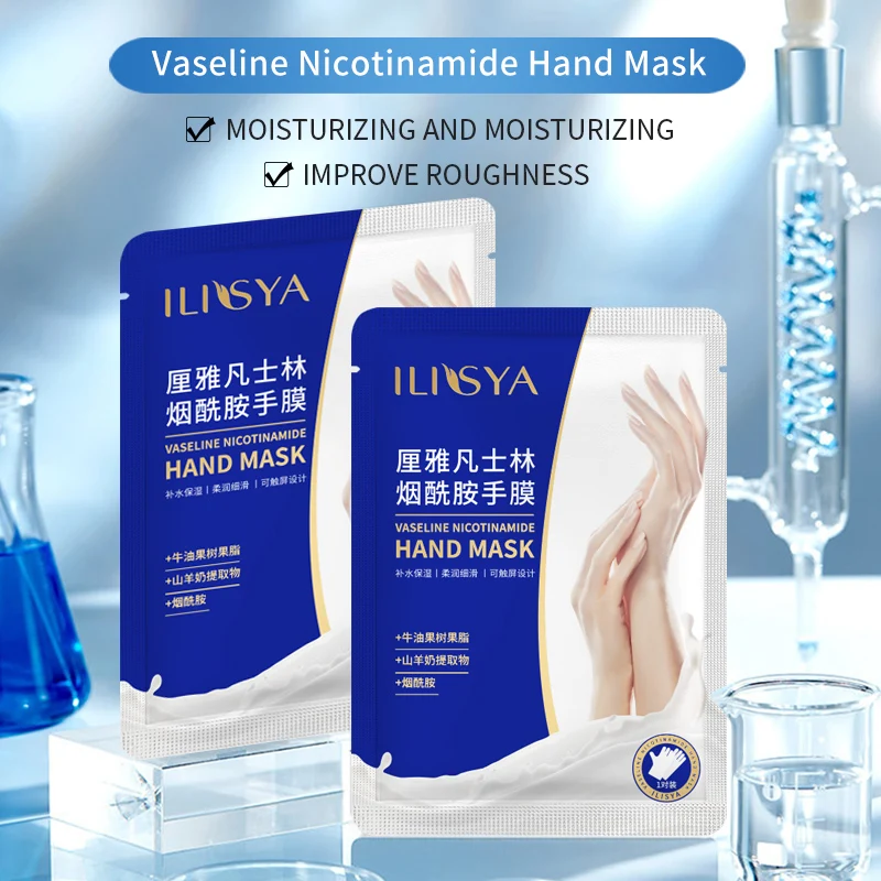 ilisya-Vaseline Nicotinamide Soft Hand Mask Moisturizing Dry Hand Mask with Rich Essence Hand Spa Soften Keratin Mask-1 Pairs