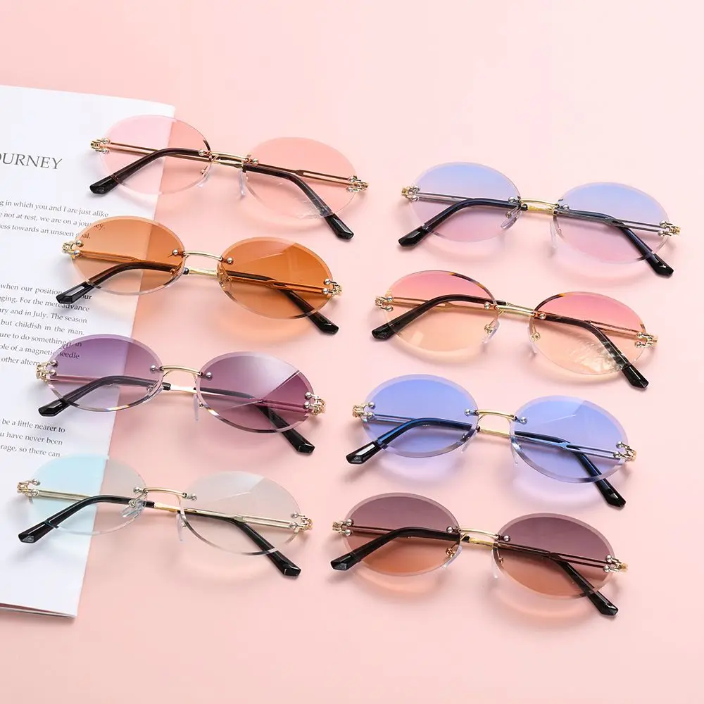 

Fashion Tinted Eyewear UV400 Protection Shades Diamond Cutting Lens Oval Sunglasses Vintage Sunglasses
