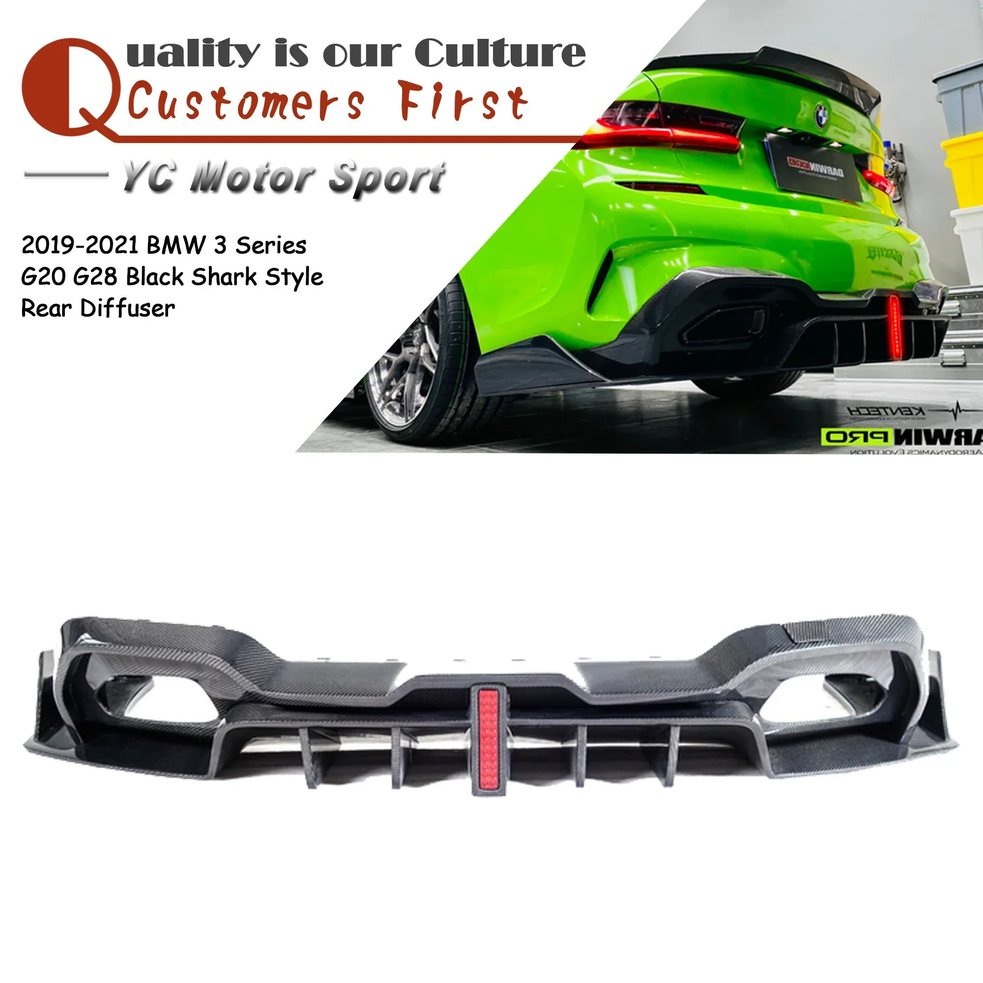 

Car Accessories Carbon Fiber Black Shark Style Rear Diffuser Fit For 2019-2021 BMW 3 Series G20 G28 Rear Bumper Diffuser Lip
