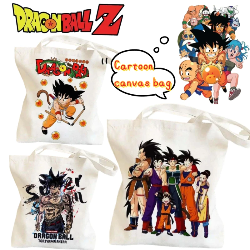

Новая милая холщовая сумка на молнии с рисунком Dragon Ball Son Goku Vegeta для девочек, удобная сумка на плечо большой вместимости для выходных
