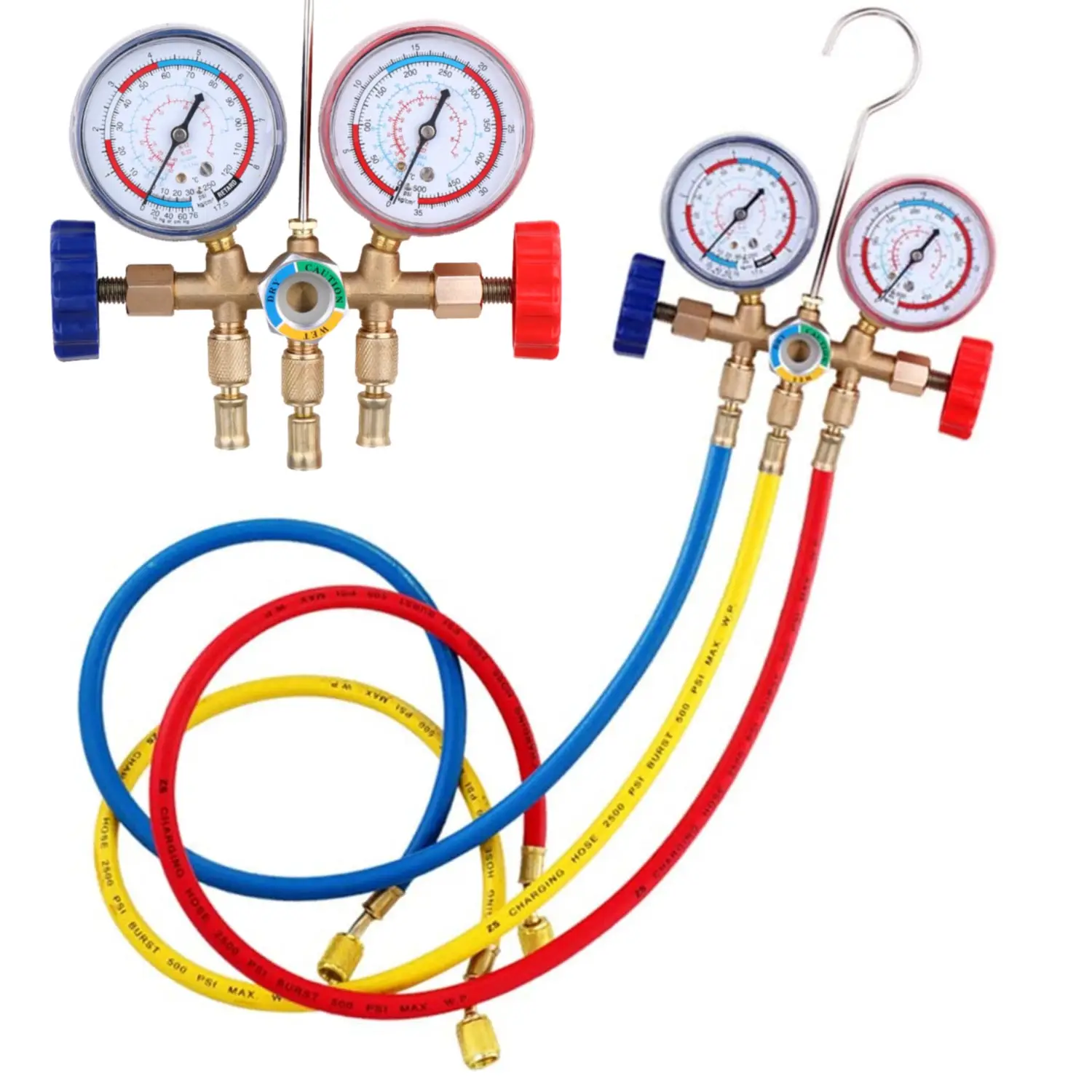 Refrigerant Manifold Gauge Air Condition Refrigeration Set Charging Hose for R12 R22 R404A R134A Refrigerants