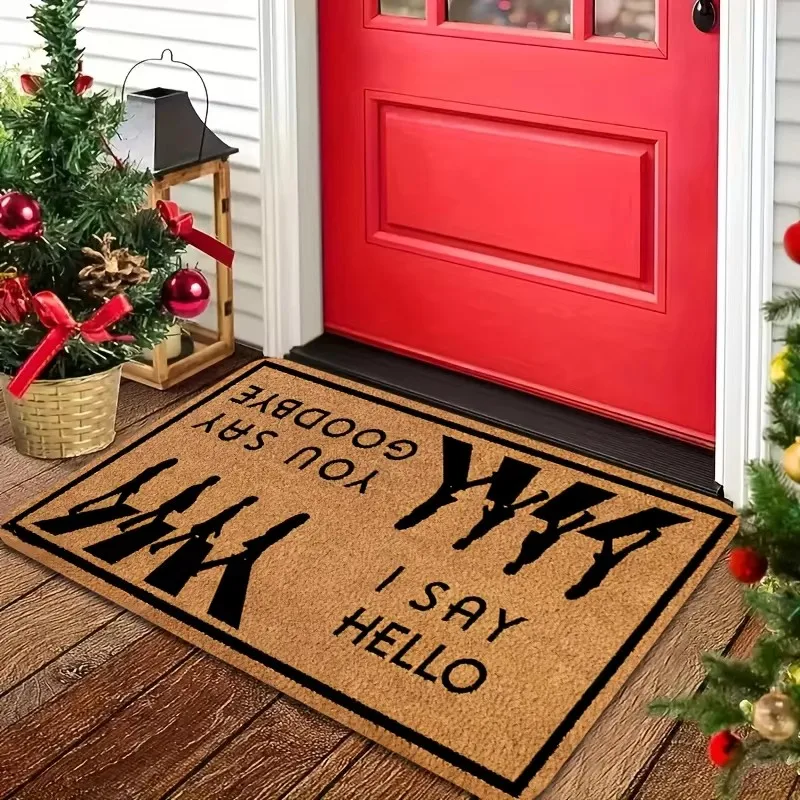 Music Band Abbey Road Inspired Print Front Door Mat Non Slip Indoor Entry Rug for Home Porch Decor Cute Flannel Welcome Doormat