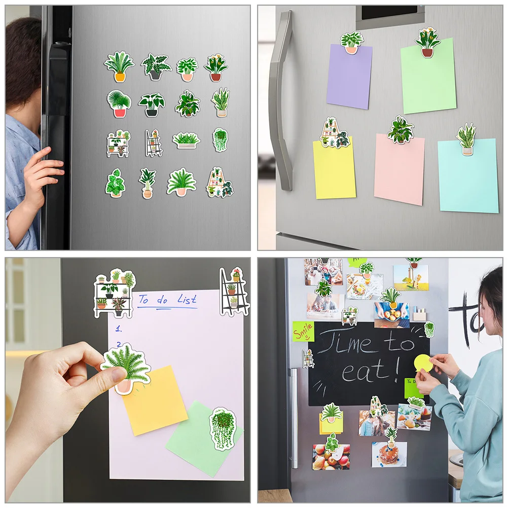 

32Pcs Plant Refrigerator Magnetic Sticker Soft PVC Bonsai Magnet Decal Removable Fridge Decor for Kitchen Office Car