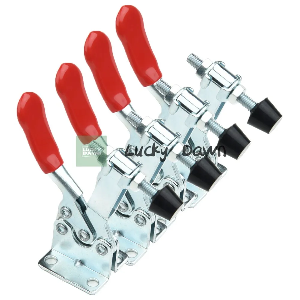 

4 PCS GH-201B Red Toggle Clamp Horizontal Clamp 100kg Quick Release Locking Lever Fastener Hand Heavy Duty Tool