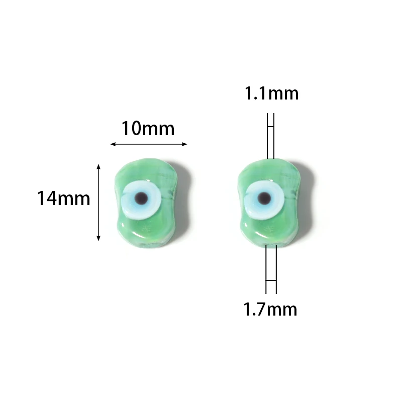 10Pcs/Lot Lampwork Evil Eye Beads 14x10mm,Hole 1.1-1.7mm oval Bead For Jewelry Making DIY Necklace Bracelet Accessories