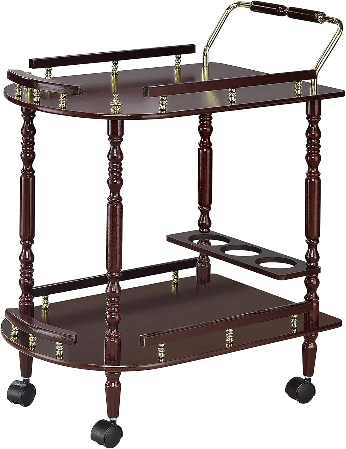 Palmer 2-Tier Serving Cart Merlot and Brass