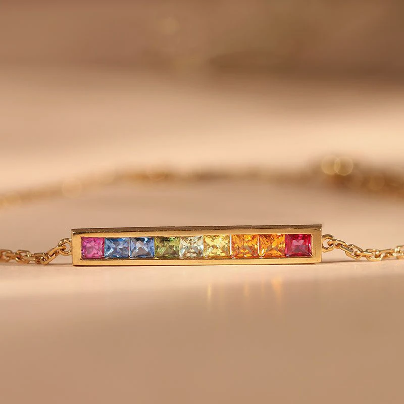 Classic Light Luxury Fashion Balance Rainbow Series Gem Bracelet for Women Creative Charm Bangles Banquet Party Silver Jewelry