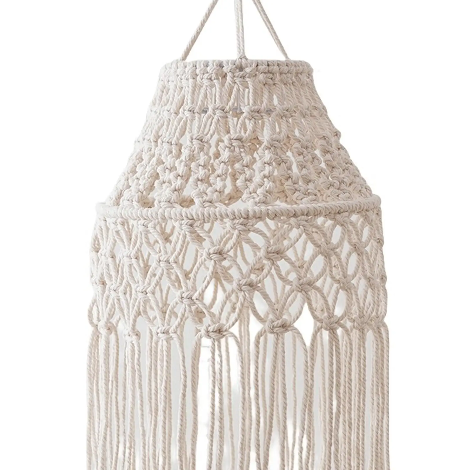 Imagem -05 - Woven Macramé Lampshade Luminárias Pendurado Abajur Bege Diy