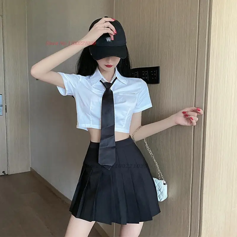 2024 sexy Schule jk Uniform Frauen japanische Mädchen Schule Bluse Krawatte Falten rock Set Zucker würzige Mädchen College-Student Kleidung