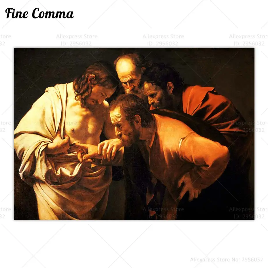 The Incredulity of Saint Thomas Caravaggio Vintage Poster Antique Painting Wall Art Canvas Print Copy Reproduction Home Decor