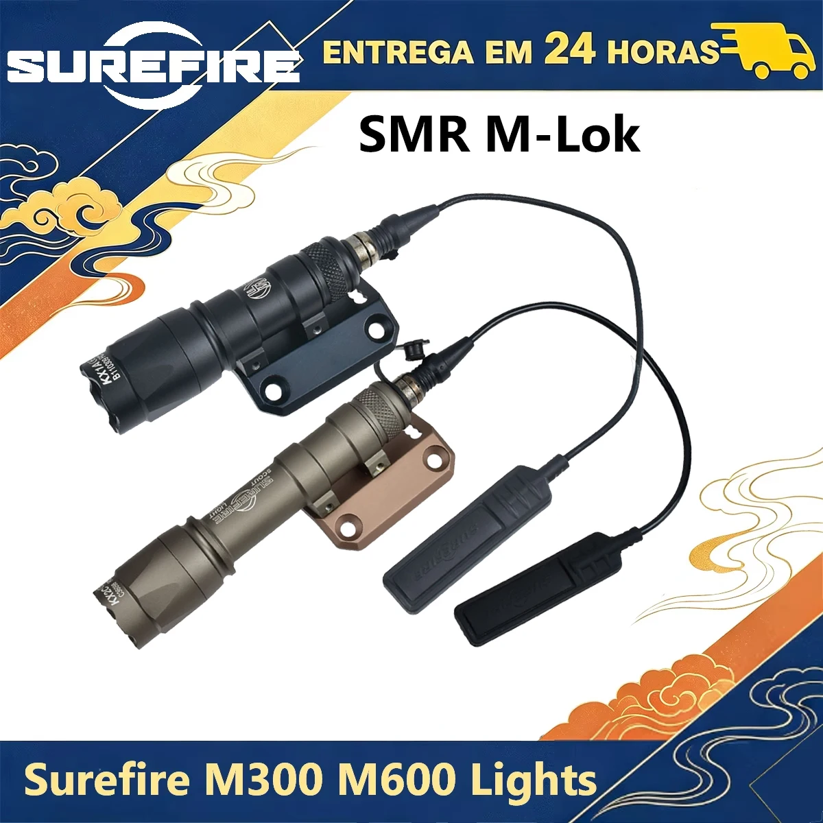 Tactical M600C Surefire M300 Flashlight SMR M-LOK Keymod Offset Mount M600 Scout Light Base Side Fit SMR System 20mm Picatinny