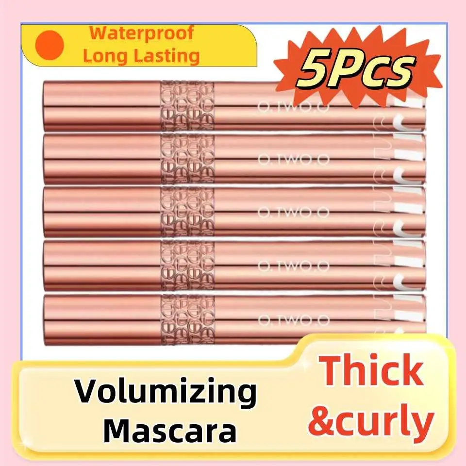 5 stuks Mascara Waterproof Verlengt Wimpers Verlenging Zwart Niet-vlekkend Verlenging Volume Zijdevezel Mascara