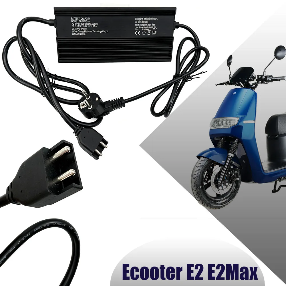 Original Motorcycle Charger, Fast Charging, Built-in Safety Protection, Compatible With Ecooter E2 and E2Max.