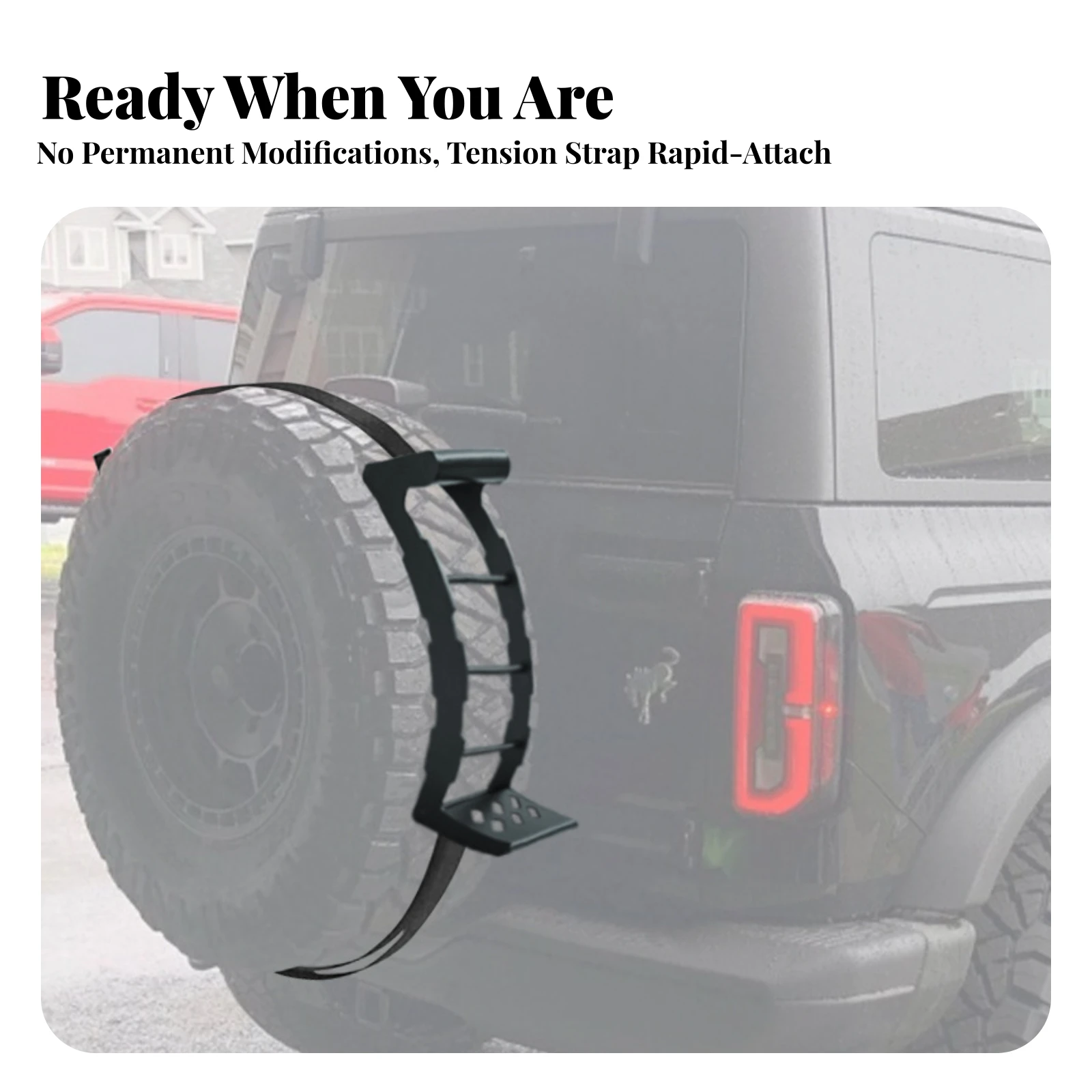 Spare Tire Mounted Step Ladder Lightweight Spare Tire Step Ladder with Strap Strap and Ratchet Space Saving Robust