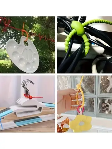 Silicone Reusable Cable Organizer Storage Bag Tie, Wire Management Zipper Tie, Multi-Functional Bag Clip, Organizer Clip Cable