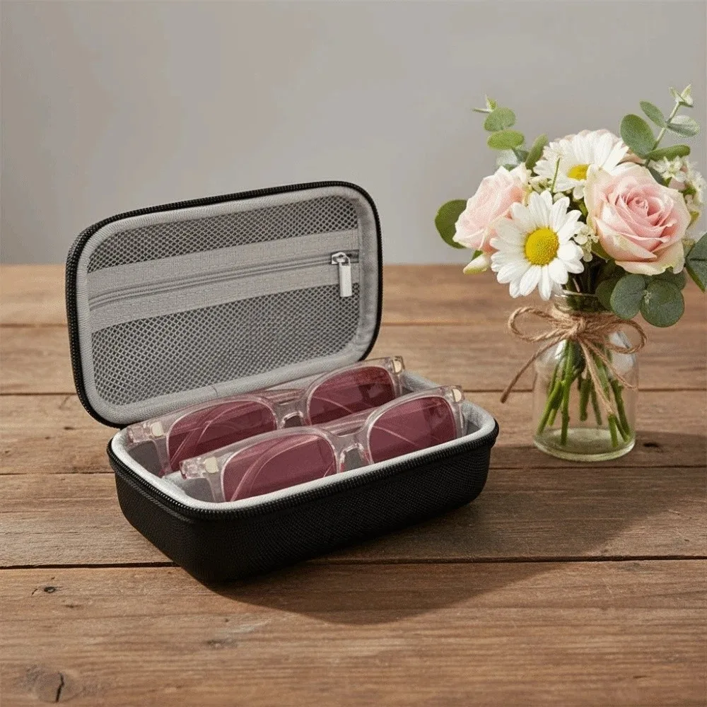 

Portable 2/4 Slots Glasses Organizer Oxford Cloth Anti-lost Glasses Storage Box Large Capacity Anti-splash Water