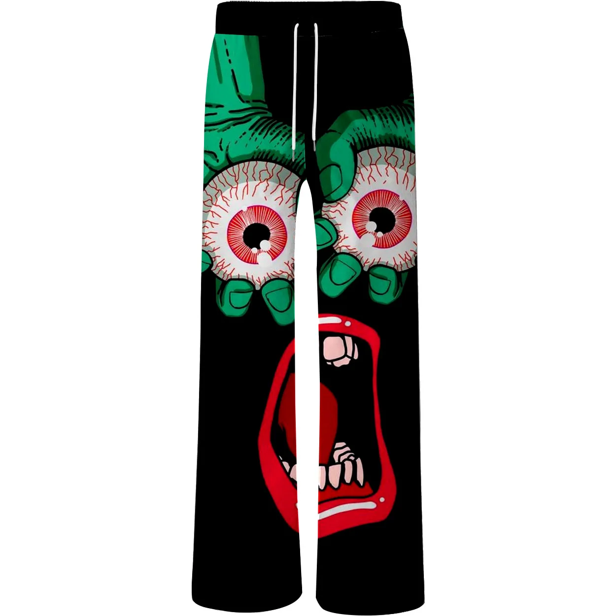 New Exaggerated Big Eyes and Big Mouth men\'s Skin Friendly Sleeping Pants Beach Pants Casual Pants ice Silk air Conditioned pant