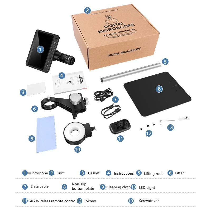 1200X 7 Inch HD IPS Screen Digital Microscope Electronics Camera Magnifier for Industrial Soldering Mobile Phone Repairing
