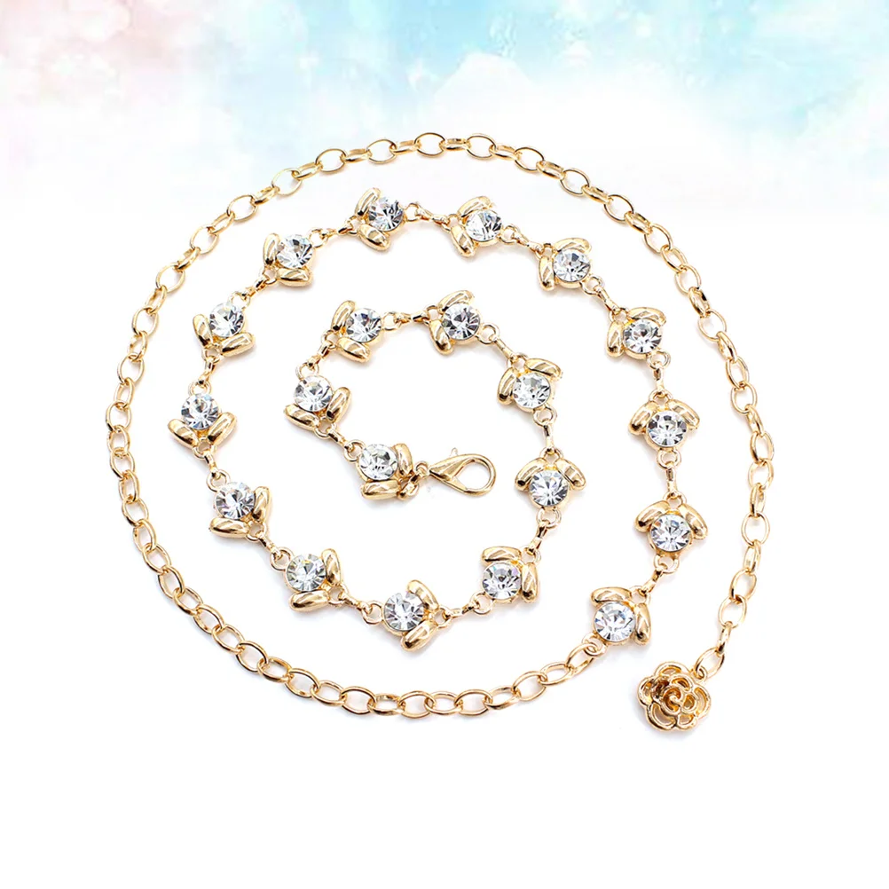 

1pc Rhinestone Waist Chain For Women Golden All-Match Metal Body Chain Dress Belt Decorative Waist Belt Evening Wedding Party