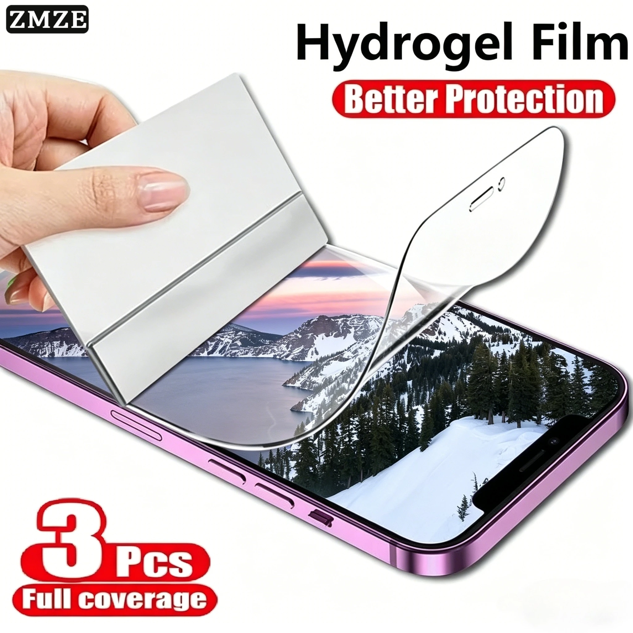 Kit com 3 Películas Protetoras de Tela HD para iPhone 17E 16E 17 16 15 14 13 12 11 Pro Max Plus Pro - Película Hidrogel de Alta Definição Anti-Risco