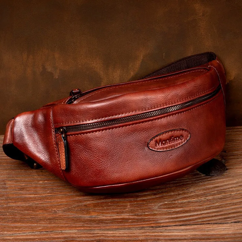 Retro genuine leather commuting fashion shoulder bag top layer vegetable tanned cowhide mobile phone crossbody bag