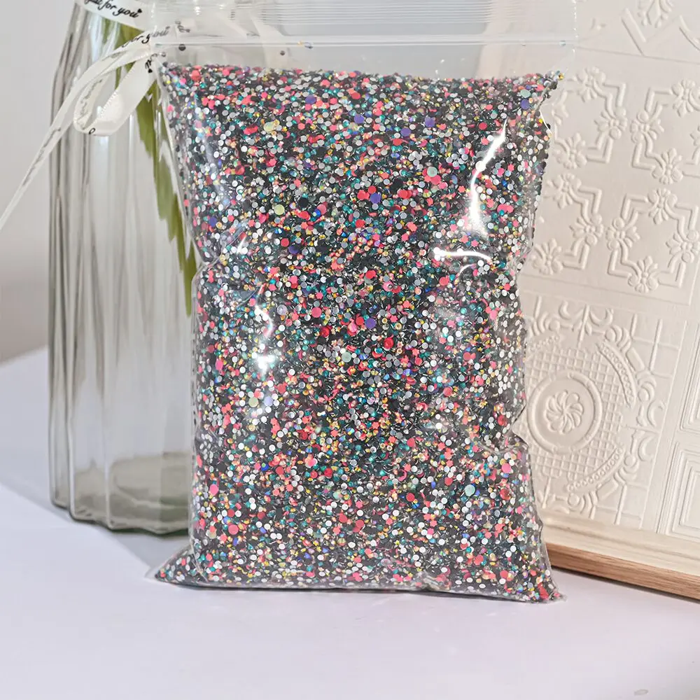 50g/bag Resin Non Hotfix Nail Art Rhinestones Bulk Mixed Size Flatback Round Beads Diamonds Nail Charms For DIY Nail Decorations