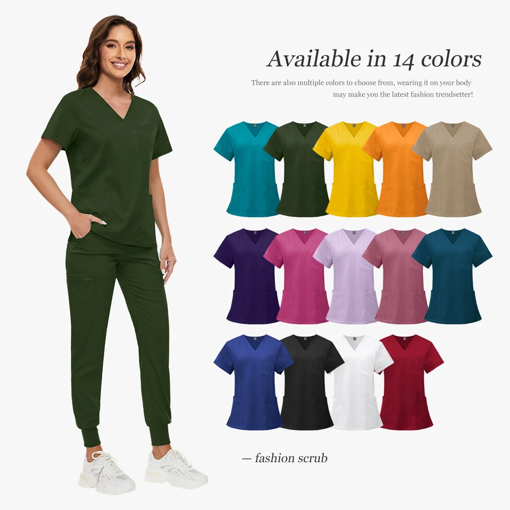Großhandel Uniformen Pflege Scrubs Medizinische Top Scrub Sets Krankenhaus Chirurgische Uniformen Frau Mehrfarbige Jogger Set Beauty Spa Anzug