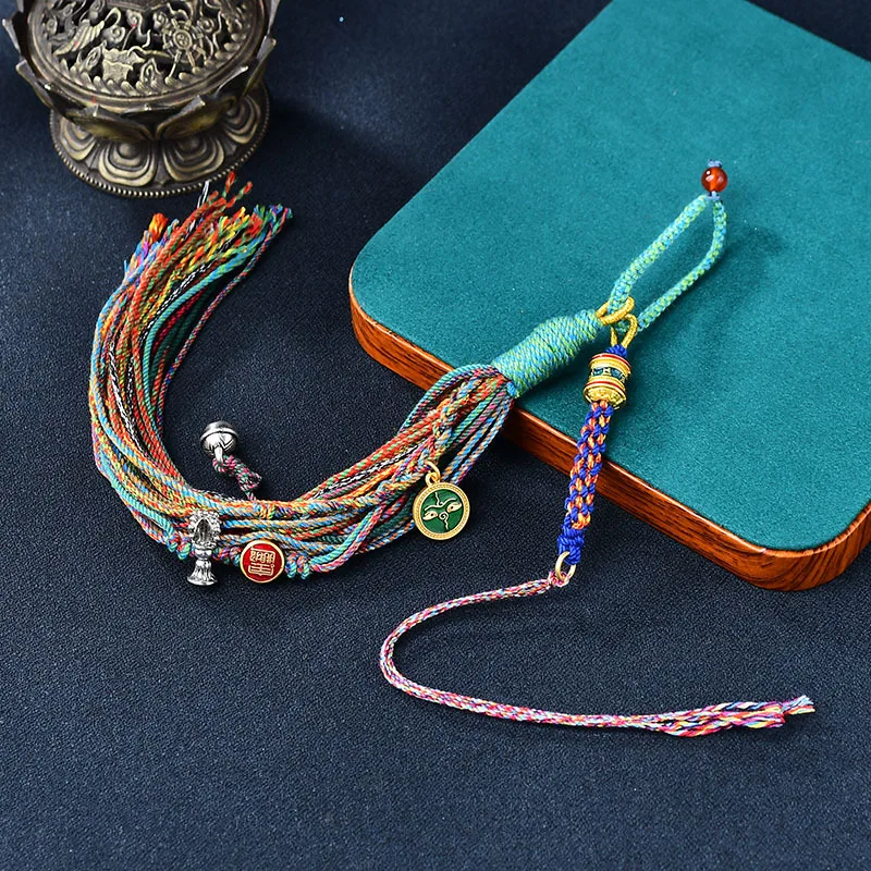 Hand-woven Pendant Lanyard Color Bag hanging Tangkazakilam Male Female Ethnic Style Retro Match Key Chain Car Pendant Accessory