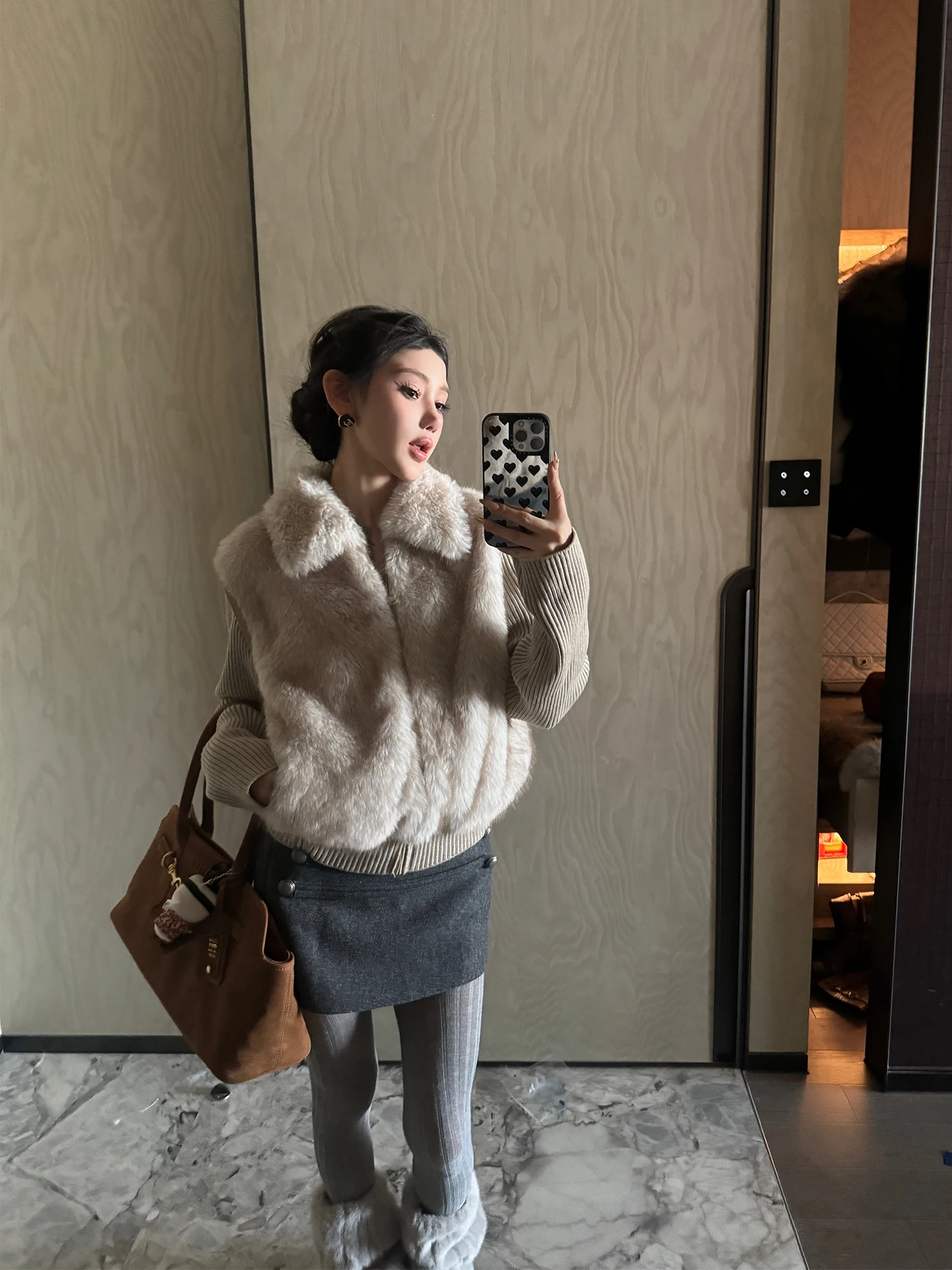 

ChiclyNana Съемная вязаная верхняя одежда из норкового меха Куртка Young Sle Кожаная верхняя одежда с начесом для женщин ChiclyNana