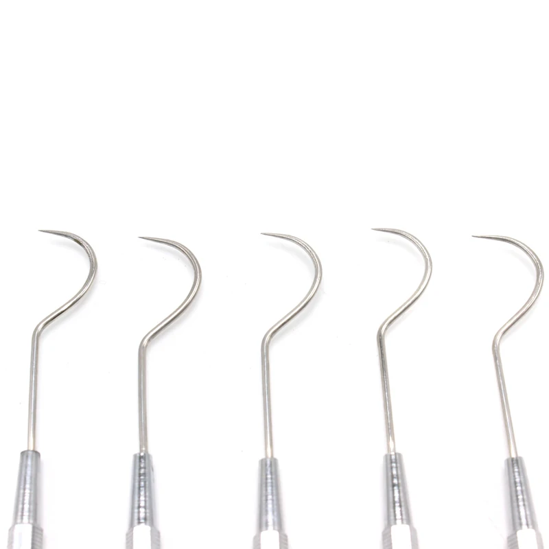 Aço inoxidável Double Ends Dentista Pick Scraper Ferramenta, Dental Periodontal Probe Explorer, Dentistry Tooth Stains Remover, Casa, 5pcs