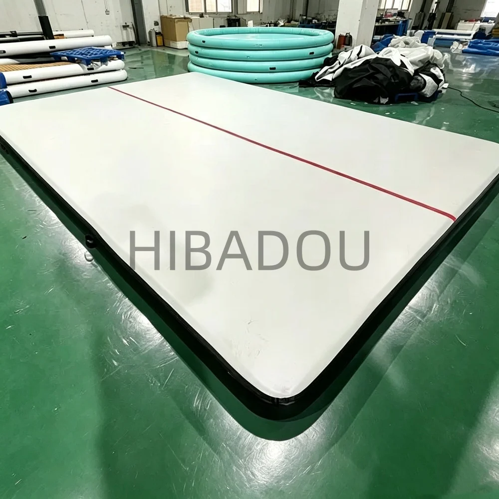 HIBADOU Inflatable Air Gymnastics Mat Training Mats 5x4x0.2m 8 inches Thickness Gymnastics Tracks with Electric Air Pump