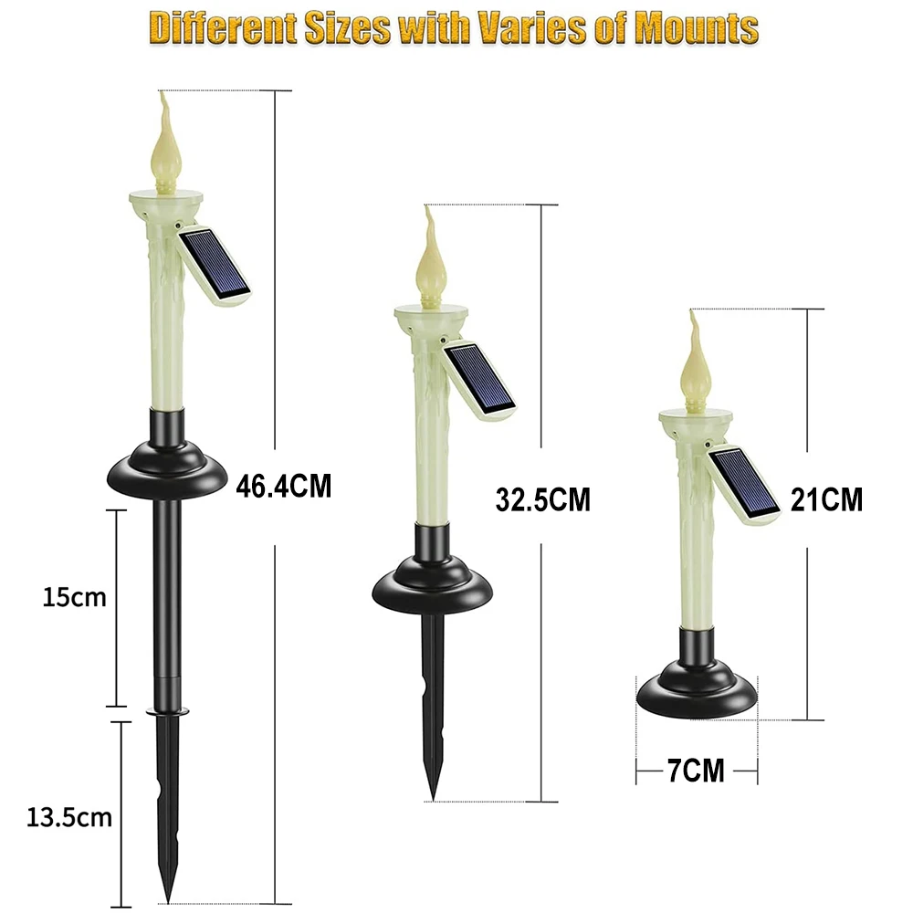 Dual-purpose Solar Candles Lights Indoor Outdoor Holiday Flameless Candlesticks Lamp IP65 Waterproof for Home Room Patio Party