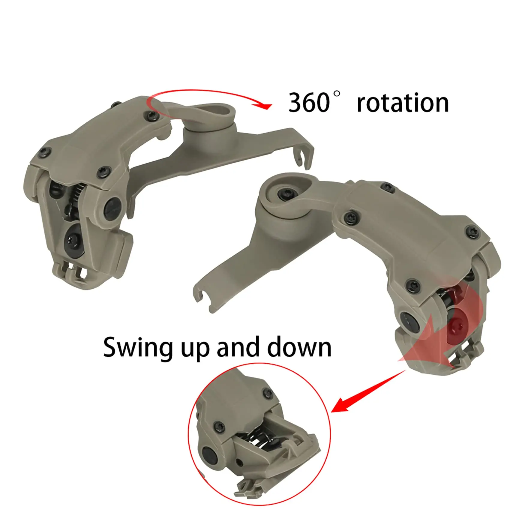 하이어젤 ARC 레일 어댑터 (소딘 슈프림 프로 X 전자 청력 보호 장치 호환)