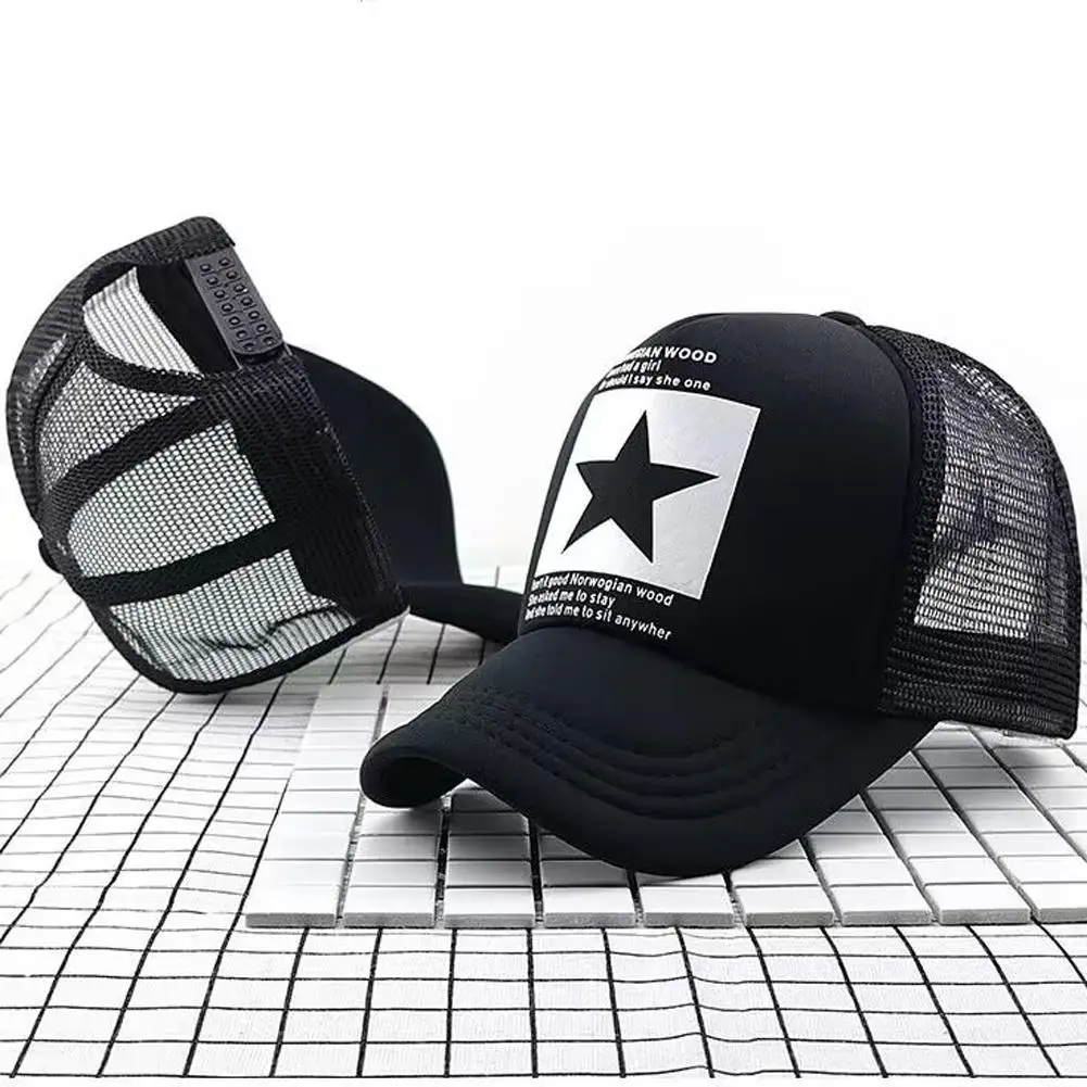 New Fashion Five Pointed Star Pattern Baseball Cap Spring And Summer Adjustable Outdoor Hip Hop Mesh Breathable Hats