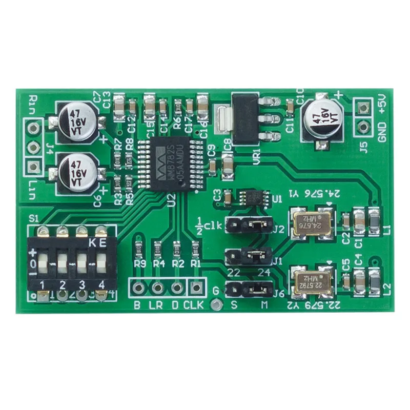 Dual-channel 24-bit ADC Data Acquisition Card Auxi Analog Audio to I2S Left-right Aligned Digital Output Module