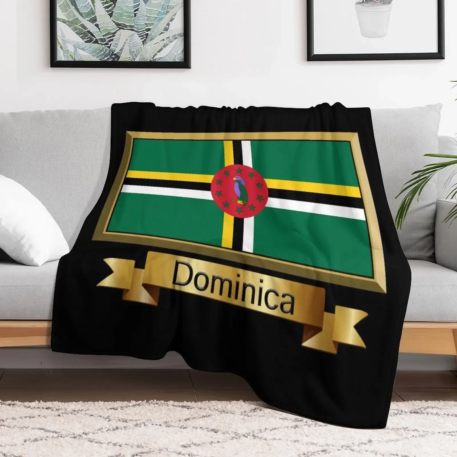 Dominica Flag Gifts, Stickers & Products - Named Throw Blanket Soft Beds Shaggy blankets ands Blankets