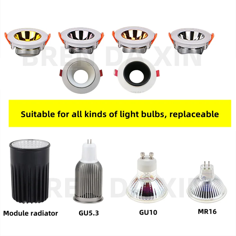 Z regulowanym kątem okrągłe LED wbudowana lampa sufitowa GU10 lekka rama obudowa MR16 downlight LED antyodblaskowa E27 światło punktowe aluminium