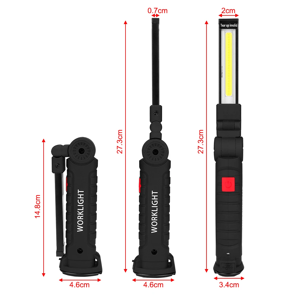 New Portable COB LED Flashlight USB Rechargeable Work Light Magnetic Lanterna Hanging Lamp with Built-in Battery Camping Torch