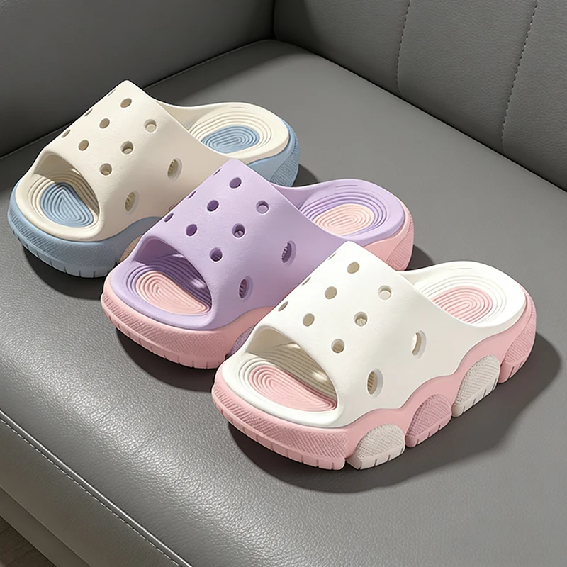 Children Slippers Fashionable Color Blocked Boys Bathroom Slippers 3-10 Years Old Girls EVA Home Slippers DIY Shoe Decorations