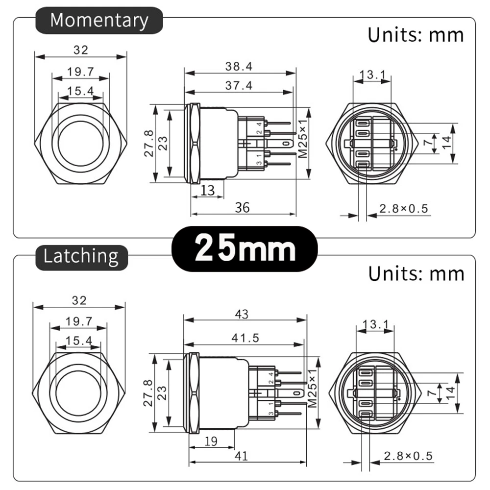 22mm 25mm 30mm Metal Push Button Switch PC Switches Car Engine Power Supply On Off Backlit buttons Start Stop With Fixed LED 12v