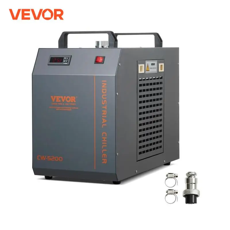 VEVOR Industrial Water Chiller CW-5200 / CW-5202 with Built-in Compressor 7L Water Tank Capacity for CO2 Laser Engraving Machine