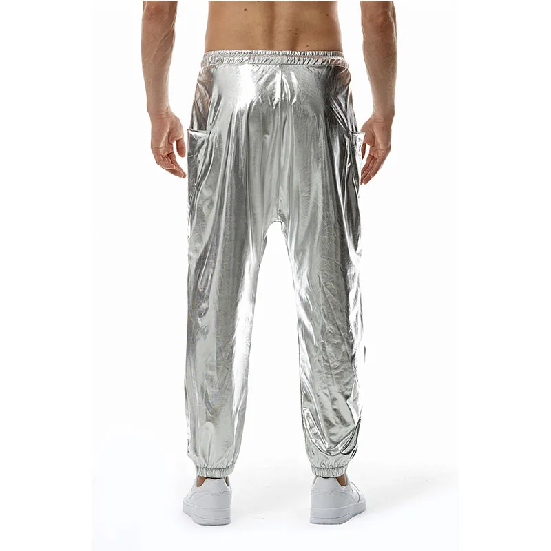 Shiny Silver Metallic Jogger Pants Men 2024 Brand 70s Disco Dance Trousers Men Hip Hop Streetwear Casual Jogging Sweatpants Male