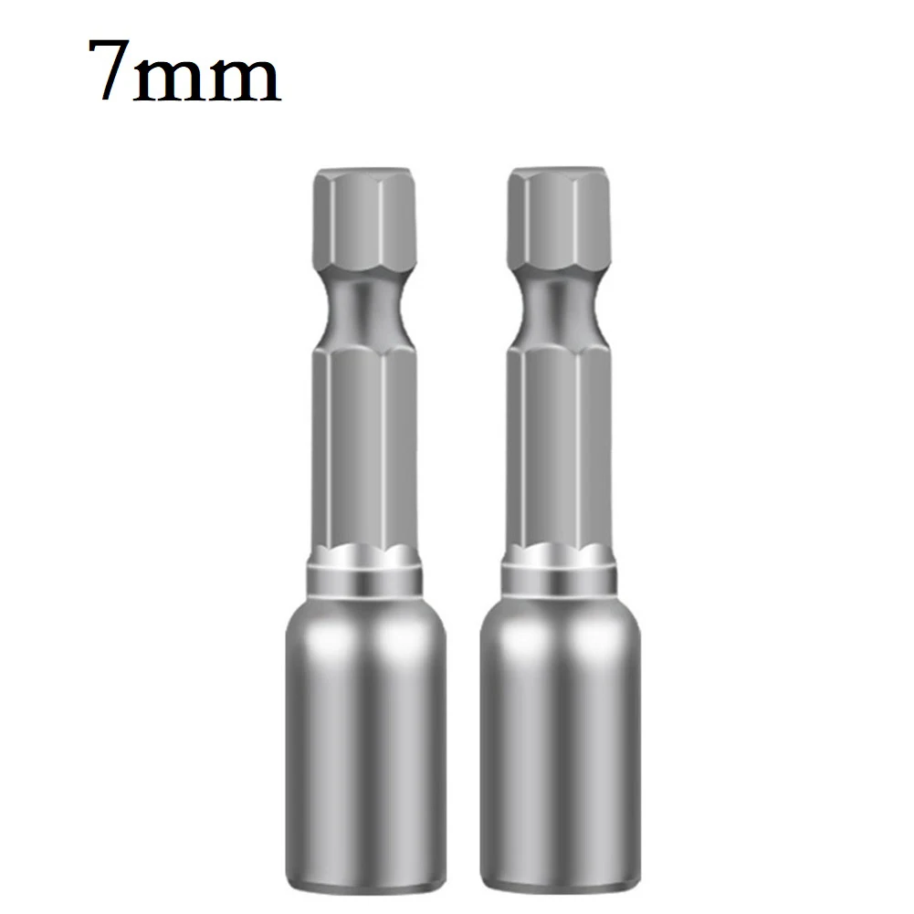 2PCS Magnetic Nut Driver Socket 6-13mm 1/4in Hex Electric Drill Bit  6/7/8/9/10/11/12/13mm For Drill Chuck Hand Held Driver