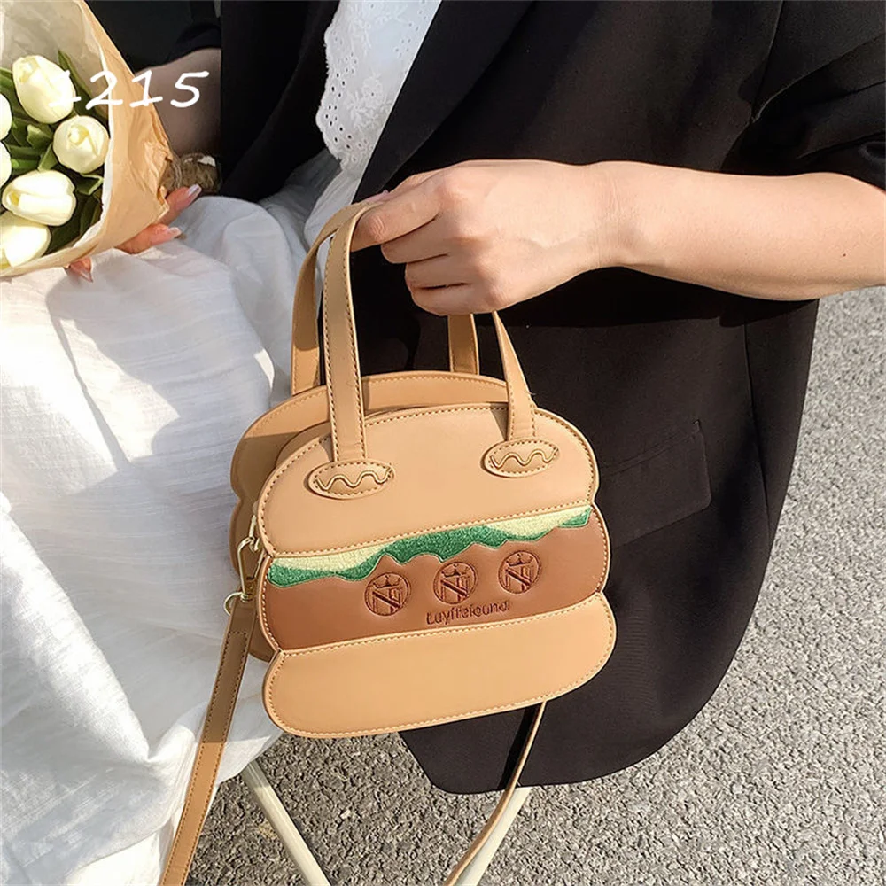 Cartoon Embroidery Hamburg Shape Handbag Shoulder Bag Fashion Women Party Cosplay Bag