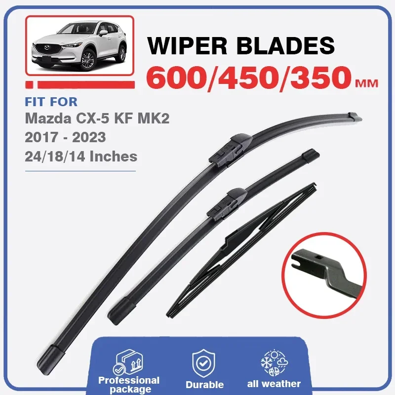 Wiper Blades Set For Mazda CX5 CX-5 CX 5 KF MK2 Front Rear Windshield Windscreen Wiper Window 2017 2018 2019 2020 2021 2022 2023