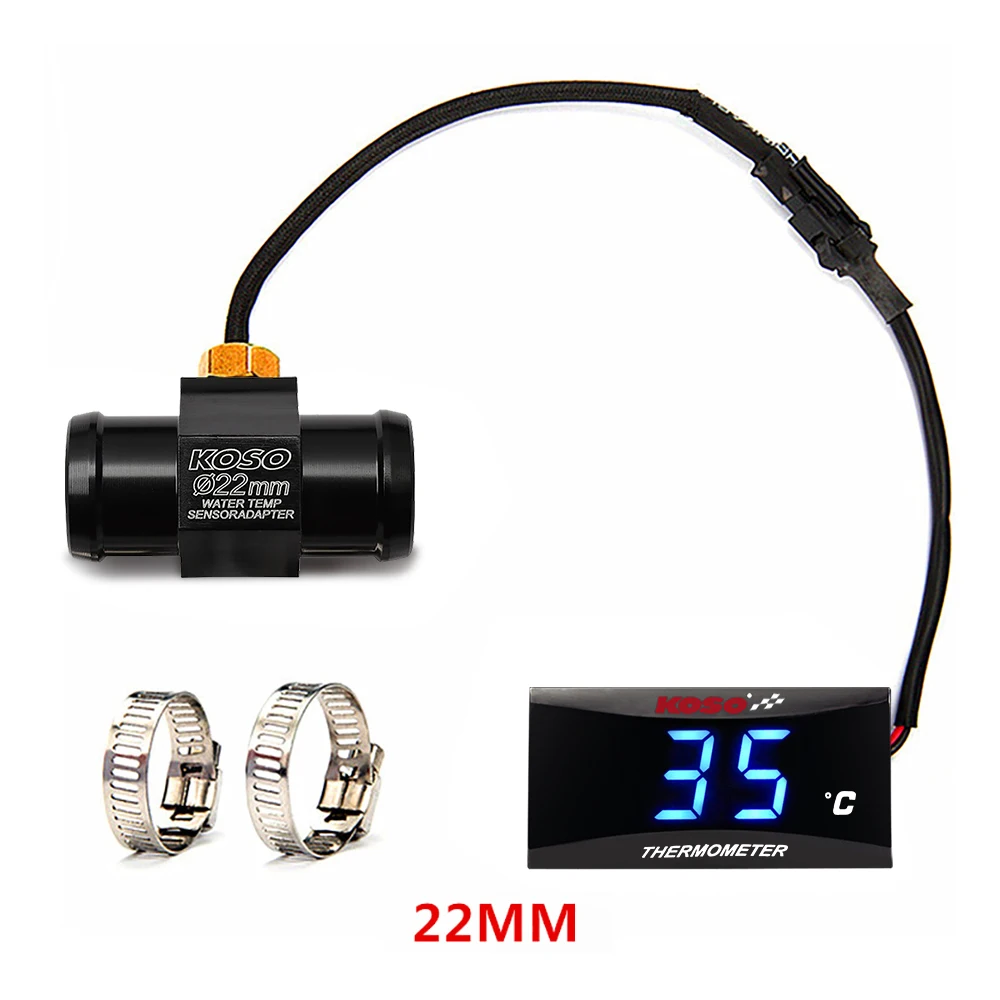 KOSO Motorrad Wassertemperatur Minimessgerät Universal LCD Digitaler Bildschirm Sensor Thermomete SAMCI Temperaturanzeige