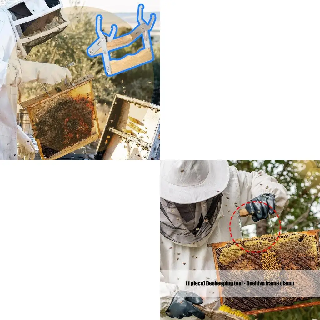 Держатель ручки рамки пчеловодства с эргономичной деревянной ручкой для осмотра ульев C5AD