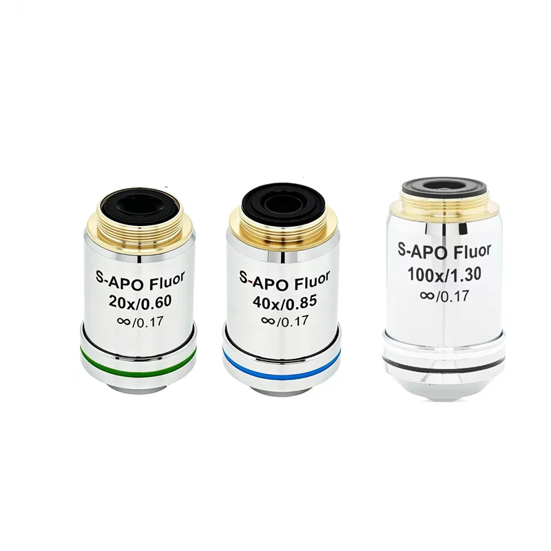 20X 40X 100X Fluorescence Semi-apochromatic Infinity Microscope Objective Professional RMS Thread Microscopio Accessories Lens